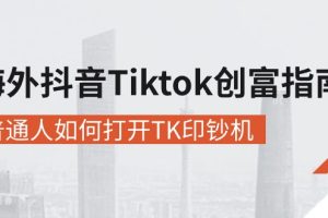 （10936期）海外抖音-Tiktok 创富指南，普通人如何打开TK印钞机